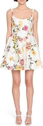 Amanda Uprichard Mabel Floral Print Fit & Flare Minidress in White /Multi at Nordstrom Rack, Size X-Small