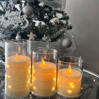 OEM Juego De 3 Velas Led Sin Llama Con Temporizador Y Control Remoto - Velas El&eacute;ctricas Sin Llama - Funcionan Con Pilas - Para Halloween, Navidad, Hogar
