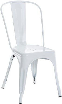 Clp Silla industrial con asiento en metal blanco