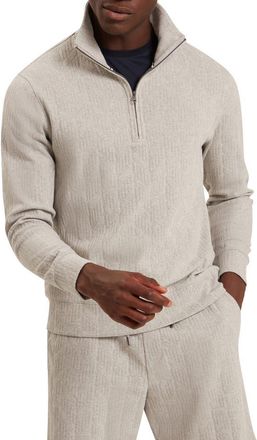 Ted Baker Dougles Texture Quarter Zip Sweatshirt in Light Grey at Nordstrom, Size 4