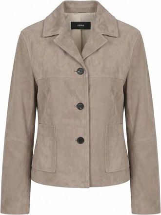 Arma Lotus Goat Suede Jacket - Dames - Leren en Su&egrave;de Jassen - Grijs - M - Leer - Jassen