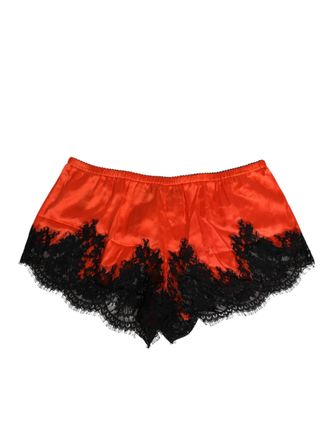 Dolce & Gabbana Womens Red Silk Satin Lace Shorts Underwear