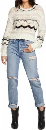 Saltwater Luxe Long-Sleeve Heidi Sweater In Ivory/black