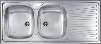 C'M Paris Lavello MONDIAL 116x50 2 vasche sinistre+ gocciolatoio ACCIAIO INOX