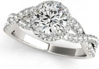 Allurez Diamond Infinity Twisted Halo Engagement Ring Palladium 1.00ct