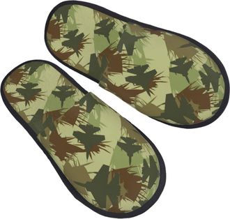 Generic Fuzzy Slippers Aircraft Green Camouflage Cozy Fleece Slippers Warm Cotton Slipper For Guest Room Room Men L