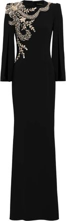 Jenny Packham Abito lungo con decorazione a fiori - Nero