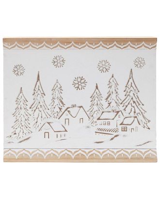 Melrose International Carved Wood Winter Village Wall Art