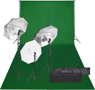 vidaXL Kit De Estudio Fotogr&aacute;fico Con Set De Luces Y Fondo Vidaxl