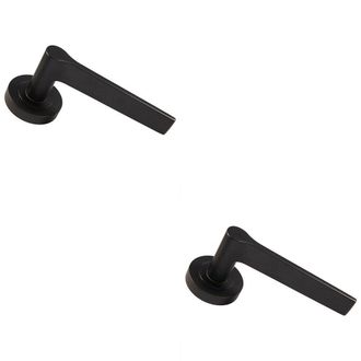 Loops 2x PAIR Straight Rounded Handle on Round Rose Concealed Fix Matt Black