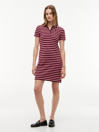 Tommy Hilfiger Womens Striped Stretch Pique Polo Dress - Burgundy - XXL