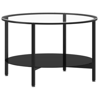vidaXL Mesa De Centro Vidrio Templado Negro Y Transparente 70 Cm Vidaxl