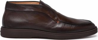 Santoni Brown Leather Chukka Boots