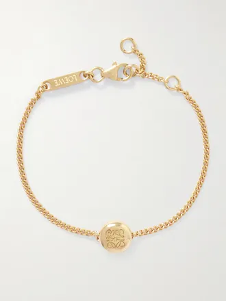 Loewe Bracciale In Argento Con Finitura Oro Anagram Pebble