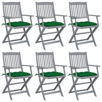 vidaXL Sillas De Jard&iacute;n Plegables 6 Uds Cojines Madera Maciza Acacia Vidaxl