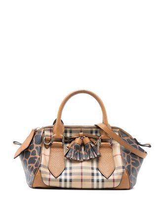 Burberry Borsa a tracolla Blaze piccola in tela cerata con motivo Haymarket Check e stampa 2000-2010 - Marrone