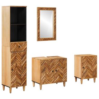 vidaXL Juego De Muebles De Ba&ntilde;o Con Caj&oacute;n 4 Pcs Madera De Mango Maciza Vidaxl