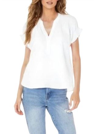 bobi Shirred Dolman Top In White