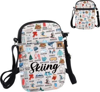 Generic PYOUL Skiing Lover Gift Skiing Design Crossbody Bag Skier Travel Bag Snow Mountain Winter Gift (Skiing Design CB)