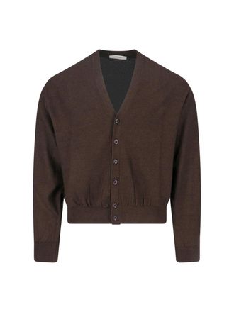 Christophe Lemaire Brown Twisted V-Neck Wool Blend Cardigan