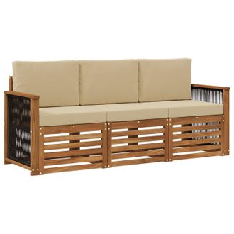 vidaXL Juegos De Sof&aacute;s Con Coj&iacute;n 3 Pcs Madera De Acacia S&oacute;lida Vidaxl