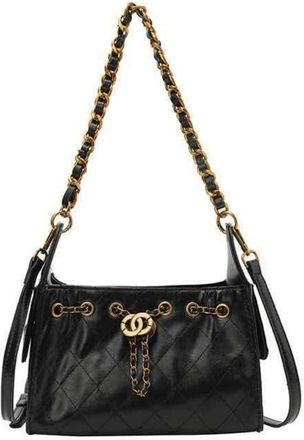 Generic NYSDM Leisure Faux Suede Diamond Quilted Metal Buckle Design Womens Shoulder Bag Large Capacity for Outings Daily Use