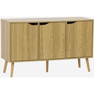 Sweeek Sweeek - Credenza effetto noce con 3 ante e 3 ripiani, 120cm