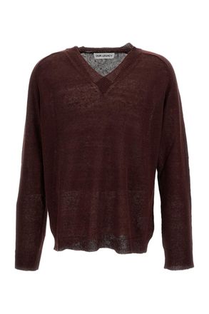 Our Legacy Brown Linen-Blend V-Neck Sweater