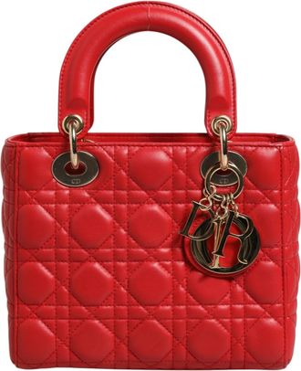Dior Lady Dior Cannage Leather Womens Handbag (Pre-Owned)