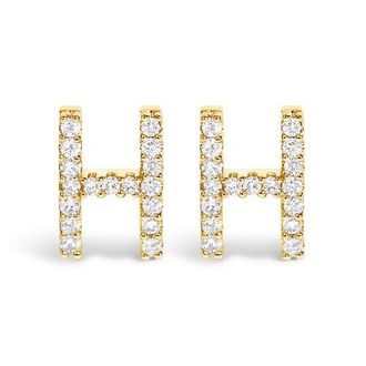 House of Brilliance 10K Gold 1/10 Cttw Diamond Initial A to Z Stud Earring in Yellow Gold | H at Nordstrom