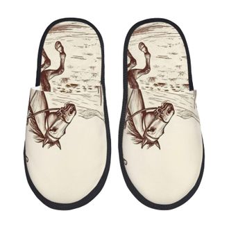 Generic Western Desert Cowboy3 Women Men Slippers Cosy Sliders Fluffy House Slippers For Indoor Outdoor Bedroom L
