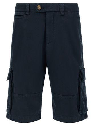 Brunello Cucinelli Blue Cotton Bermuda Mens Shorts