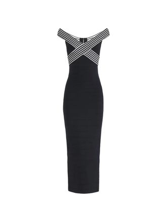 Elisabetta Franchi striped-straps maxi dress - women - Viscose/Polyamide - 38 - Black