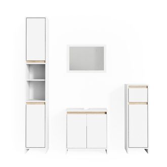 Vicco Conjunto De Muebles De Ba&ntilde;o Emma, Blanco/sonoma, 4 Piezas