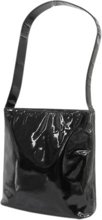 Prada Pre-owned Shoulder Bags, female, Black, Size: ONE SIZE Pre-owned Enamel Leather Shoulder Bag