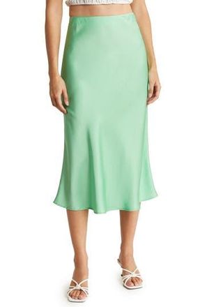 Renee C Solid Satin Midi Skirt in Tea Green at Nordstrom Rack, Size X-Small