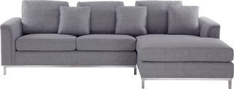 Beliani Beliani - Sof&aacute; Esquinero Tapizado En Tela Gris Claro En Forma De L Versi&oacute;n Izquierda Oslo