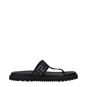 Versace Black Fabric Flip-Flop Mens Sandals