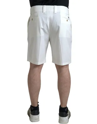 Dolce & Gabbana White Cotton Stretch Men Bermuda Denim Shorts Elastane
