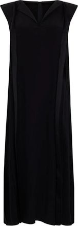 Max Mara Lange jurk met V-hals - Dames - Maxi kleedjes - Zwart - 2XS - Polyester - Kleedjes