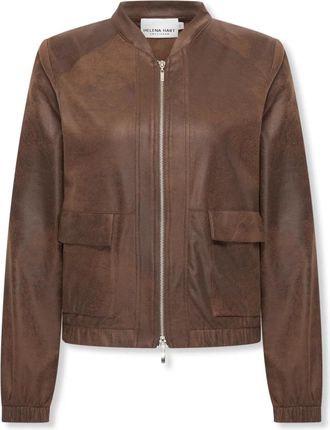 Hart by Helena Hart 7629 Bomba Biker Mousse - Dames - Bomber jackets - Bruin - S - Leer - Jassen