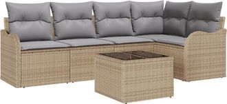 vidaXL Vidaxl - Garden Sofa Set with Cushion 6 pcs Beige Poly rattan