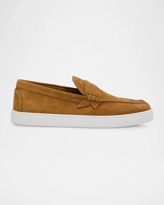 Christian Louboutin Men & apos;s The Harold I Flat Leather Red-Sole Boat Shoes