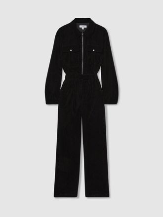 Reiss Vinnia Jumpsuit Plain, Black Size: 14