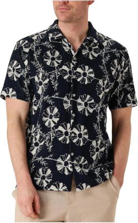 Anerkjendt Blauw Casual Shirt met Frotte AOP - Heren - Korte mouwen Overhemden - Blauw - M - Overhemden