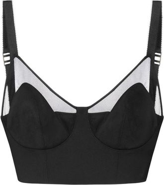 Elisabetta Franchi Top van coole wol en tule - Dames - Tops zonder mouwen - Zwart - L - Wol - Tops