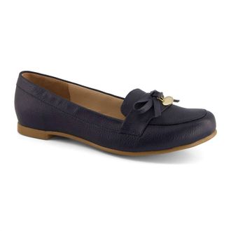 Andrea Womens Classic Flats With Bow In Navy