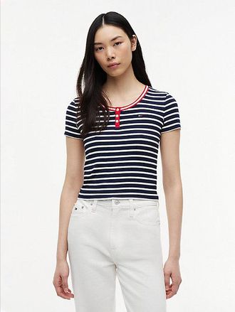 Tommy Hilfiger Camiseta de cuello Henley y corte slim