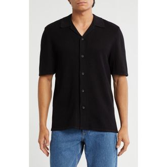Rag & Bone Lewis Cotton Knit Camp Shirt in Black at Nordstrom Rack, Size Xx-Large
