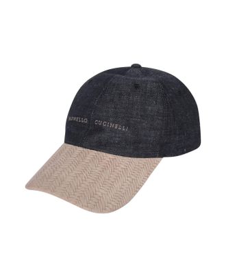 Brunello Cucinelli Black Linen Cap (Baseball Mens Hat)
